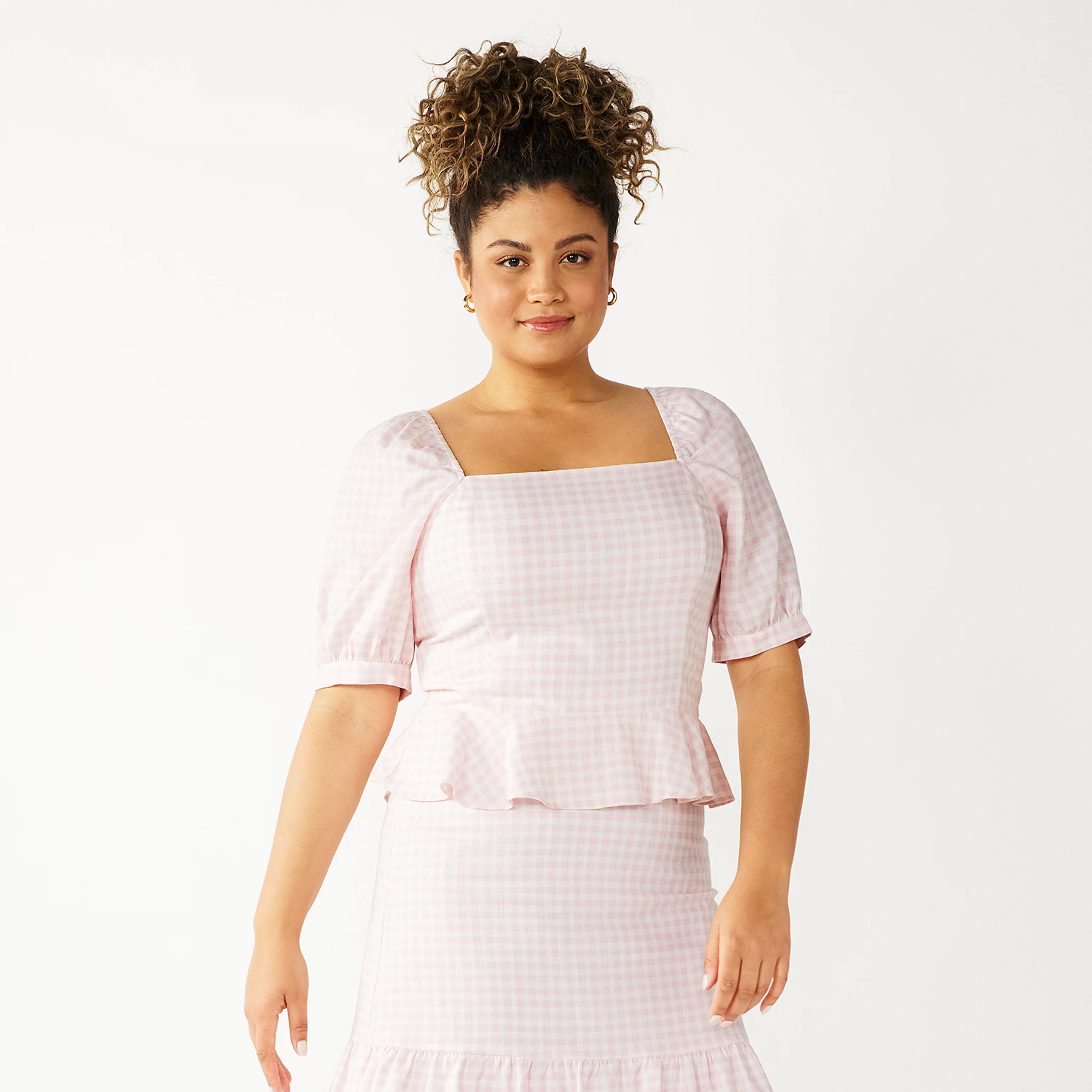 Women's DRAPER JAMES RSVP™ Puff Sleeve Squareneck Peplum Top | Kohl's