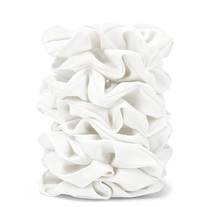 Satin Scrunchies for Women – 8PCS White Silk Hair Ties – No Crease, Frizz-Free, Gentle Elasti... | Amazon (US)