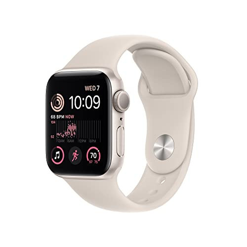 Apple Watch SE (2nd Gen) [GPS 40mm] Smart Watch w/Starlight Aluminum Case & Starlight Sport Band - S/M. Fitness & Sleep Tracker, Crash Detection, Heart Rate Monitor, Retina Display, Water Resistant | Amazon (US)