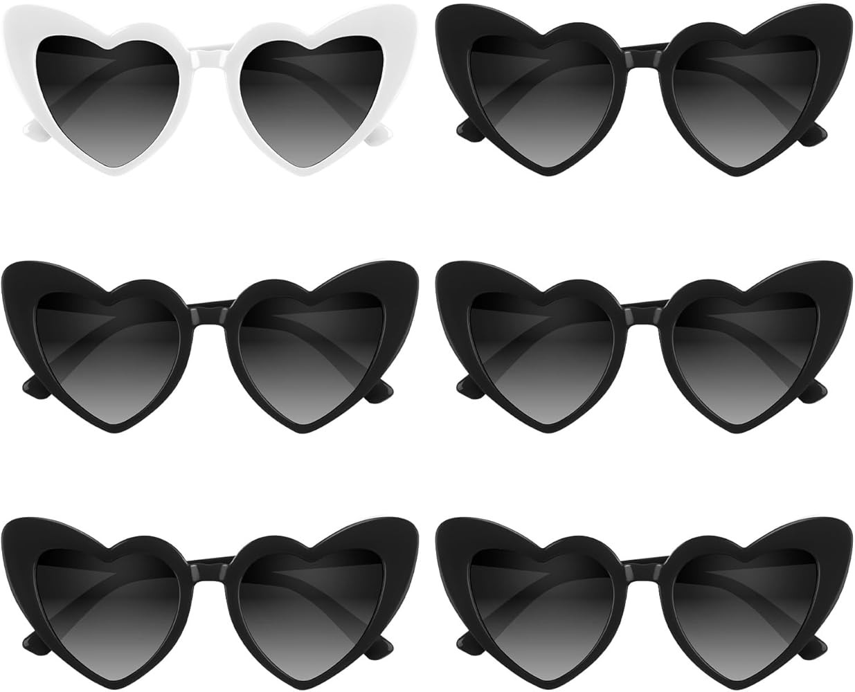 4/6/8/10/12 Pack Bachelorette Sunglasses Heart Sunglasses Vintage Heart Shaped Glasses for Women ... | Amazon (US)