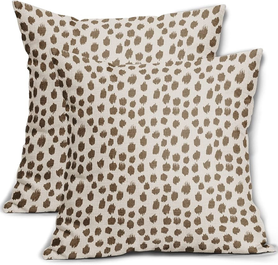 Sweetshow Brown Cream Pillow Covers 20x20 Set of 2 Boho Design Polka Dot Throw Pillows Modern Bru... | Amazon (US)