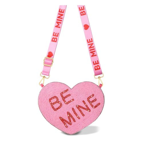 Valentine’s Day Heart Purse for Women Girls Red Pink Beaded Heart Crossbody Bag LOVE BEMINE XOXO Heart Shoulder Bag Valentine’s Day Accessories Gifts (Style D) | Amazon (US)