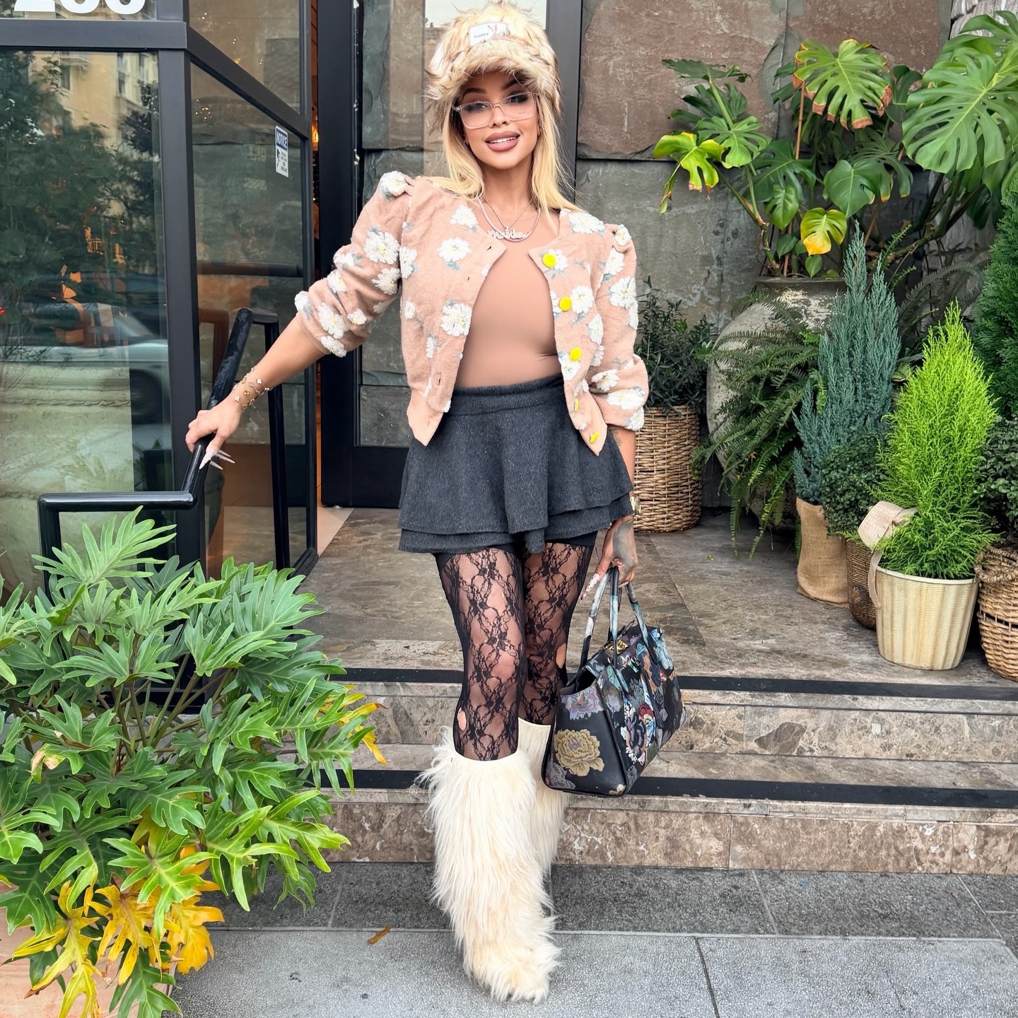 Shop my Sweater, bodysuits and skirt… Shoes are Chanel circa 2010 can’t get these anywhere. Bag is Coach Troupe Carryall 35 in Signature Canvas with Kaffe Fassett Print. 