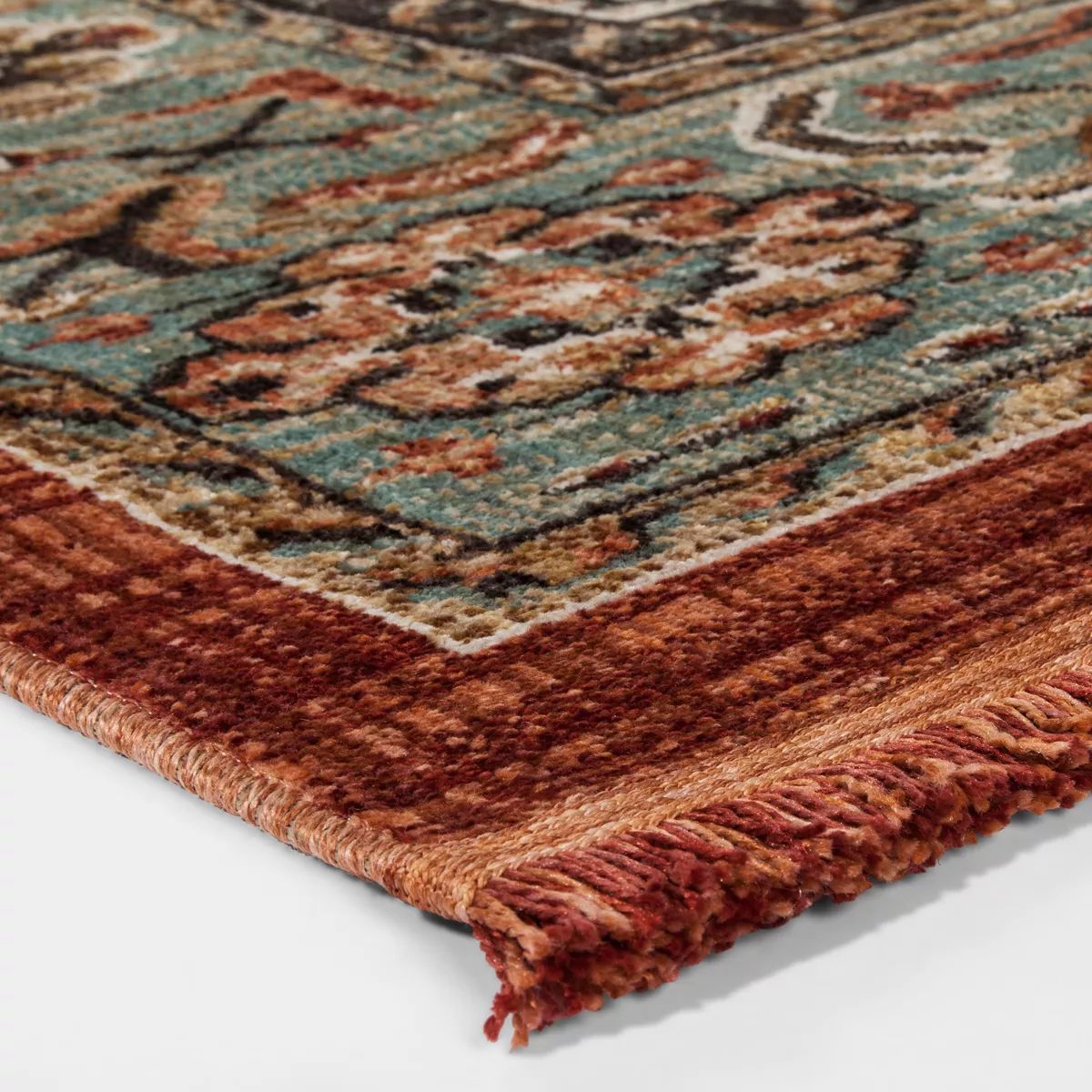 Floral Woven Rug Rust/Green - Threshold™ | Target