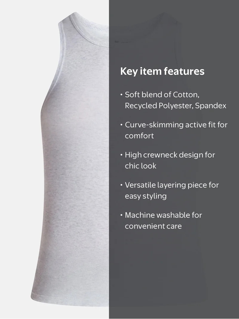 No Boundaries Ribbed High Neck Tank Top, Women's XXS-XXL | Walmart (US)