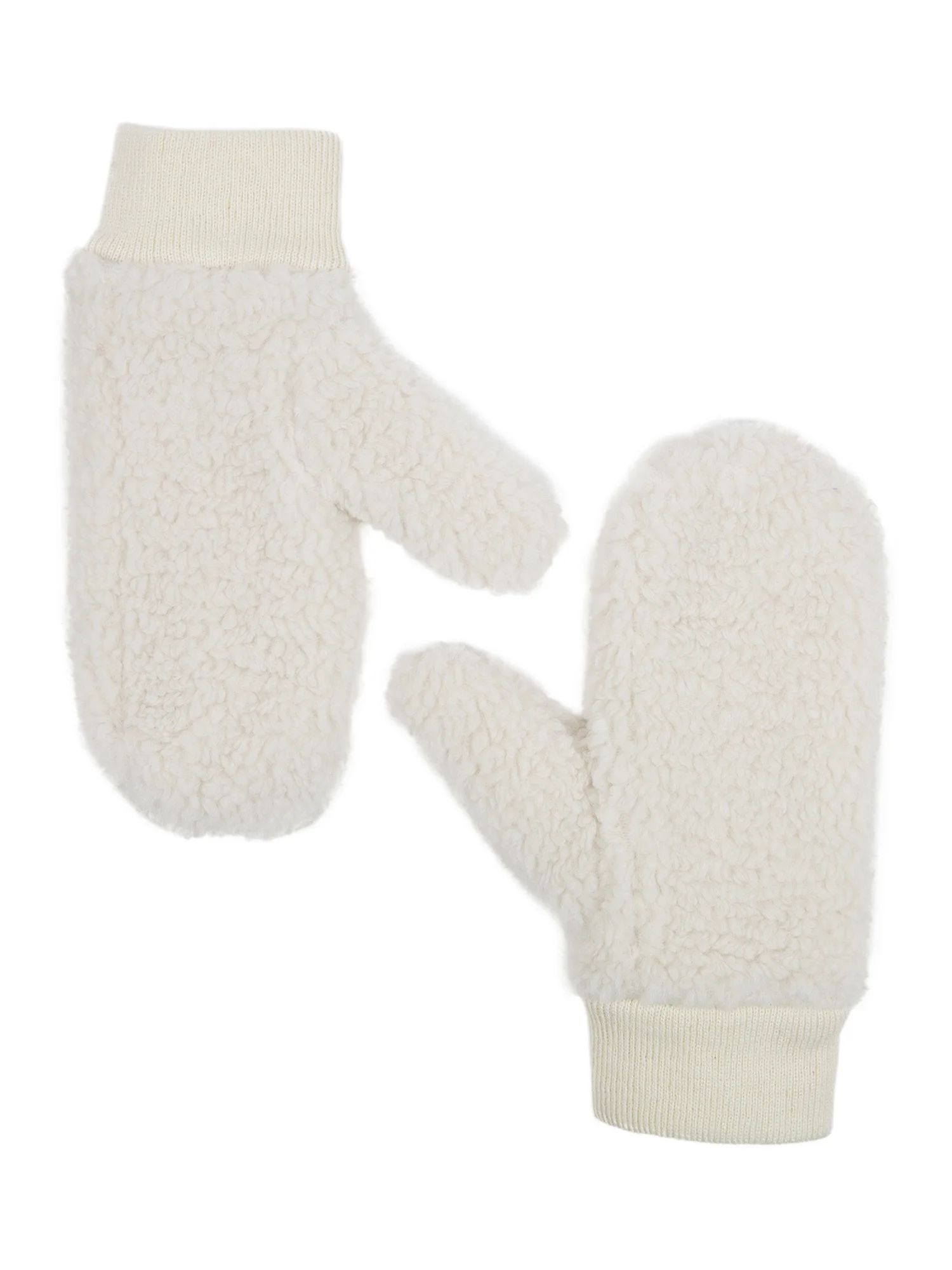 Time and Tru Women's Faux Sherpa Teddy Mittens | Walmart (US)