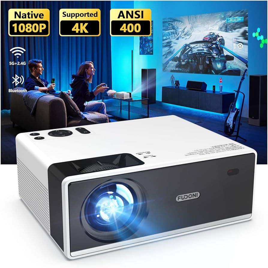 4K Support Projector with WiFi and Bluetooth, Outdoor Portable Mini Projector 15000L Full HD 1080P Max 300" Display Zoom, FUDONI Movie Video Projector Compatible with HDMI/USB/AV/Phone/Laptop/TV Stick | Amazon (US)