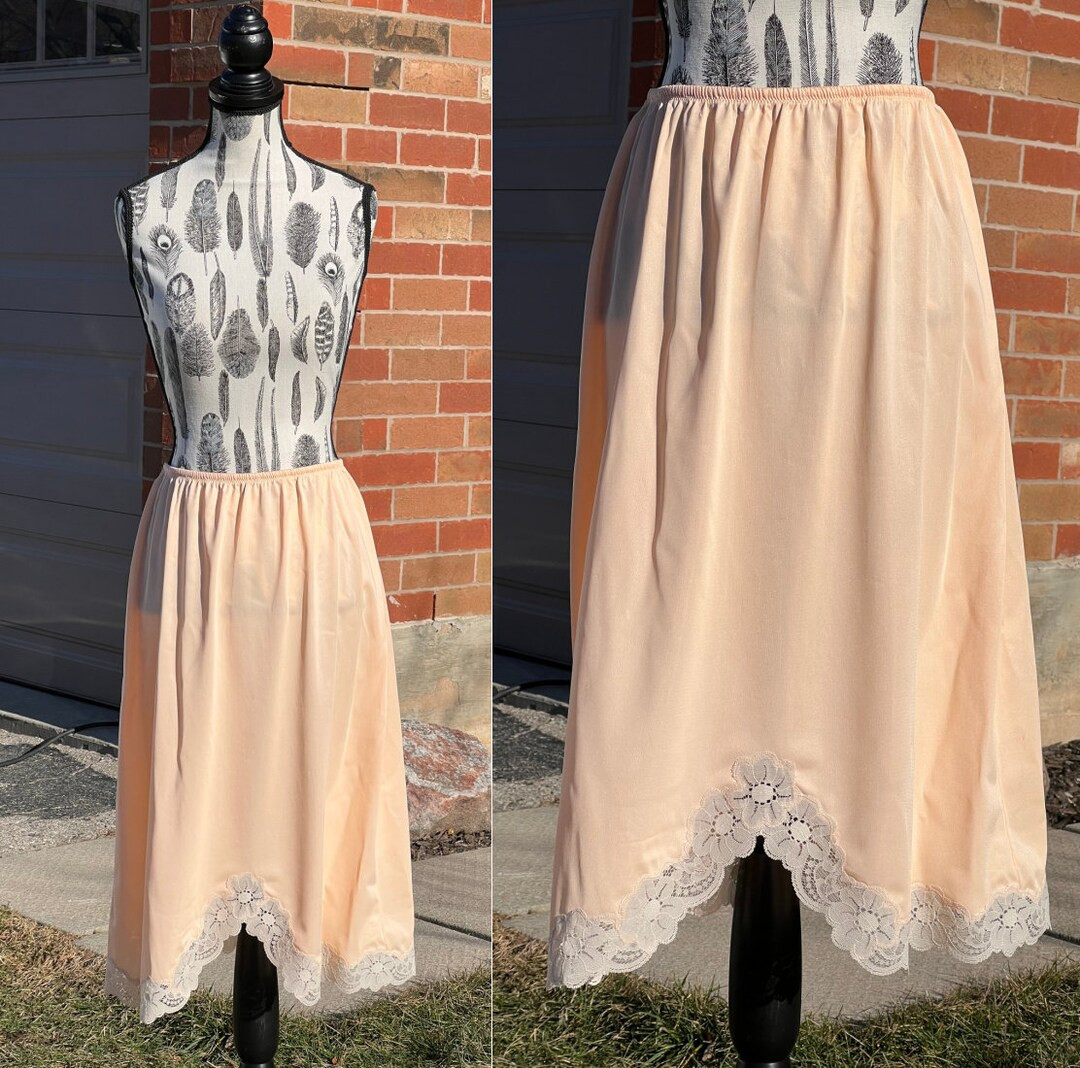 Vintage Formfit Rogers Lingerie Peach Half Slip / Vintage Silky Peach Skirt Slip With Lacy Hem - ... | Etsy (US)