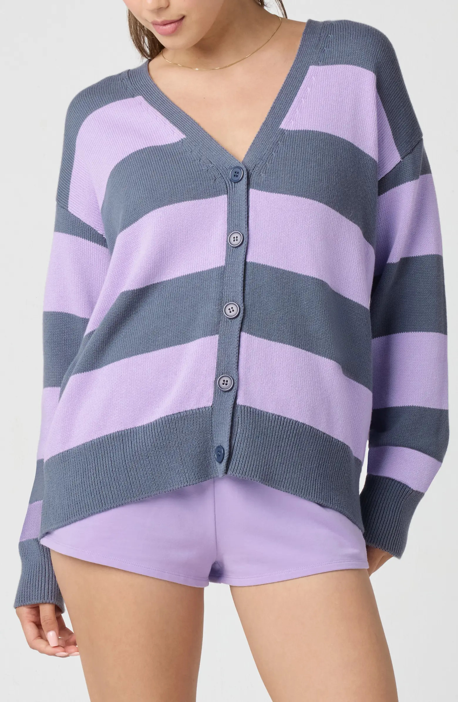 Rugby Stripe Cotton Blend Cardigan | Nordstrom