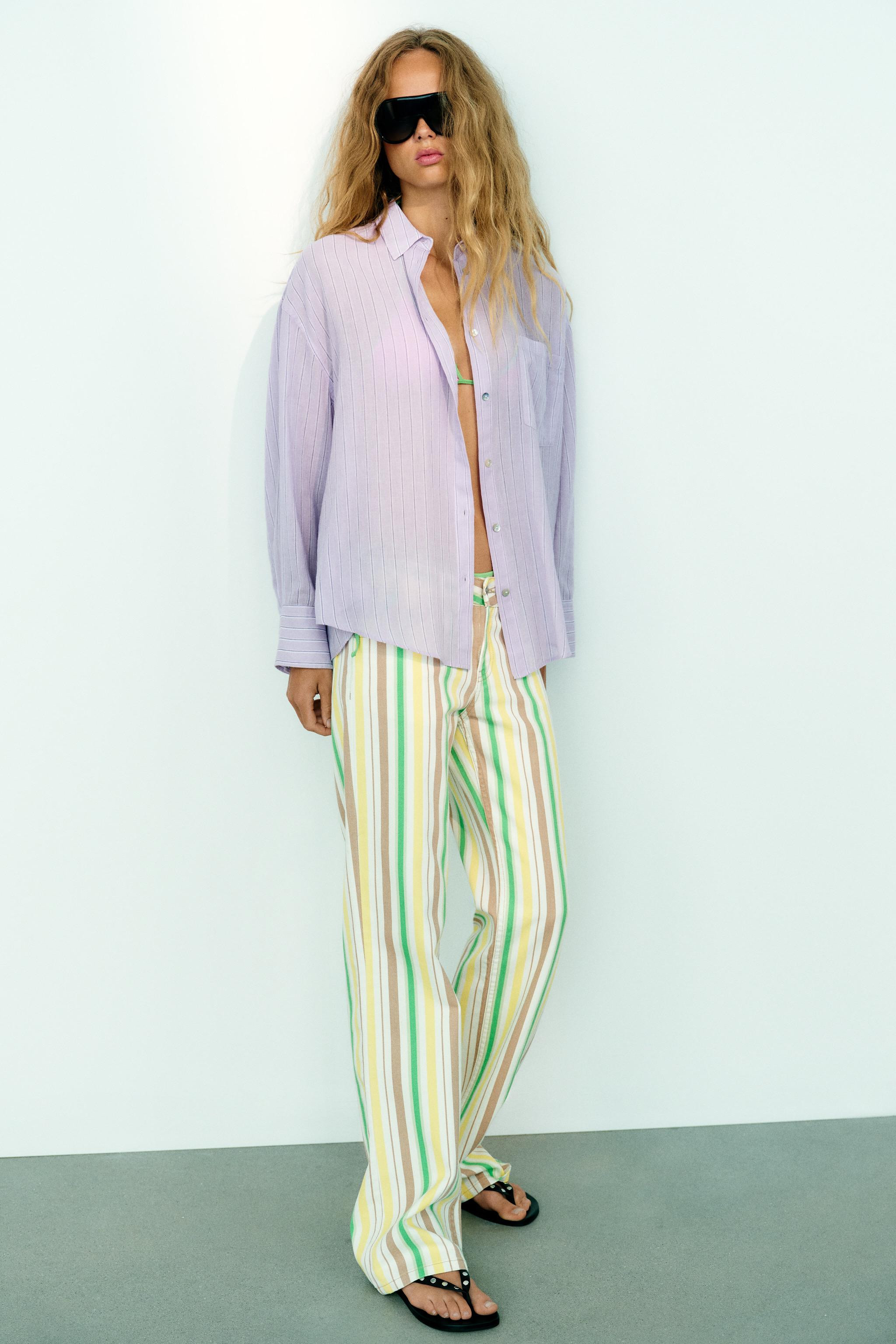 Oversize-Hemd mit Umlegekragen. Lange \u00c4rmel mit \u00fcberschnittenen Schultern und B\u00fcnd... | Zara US
