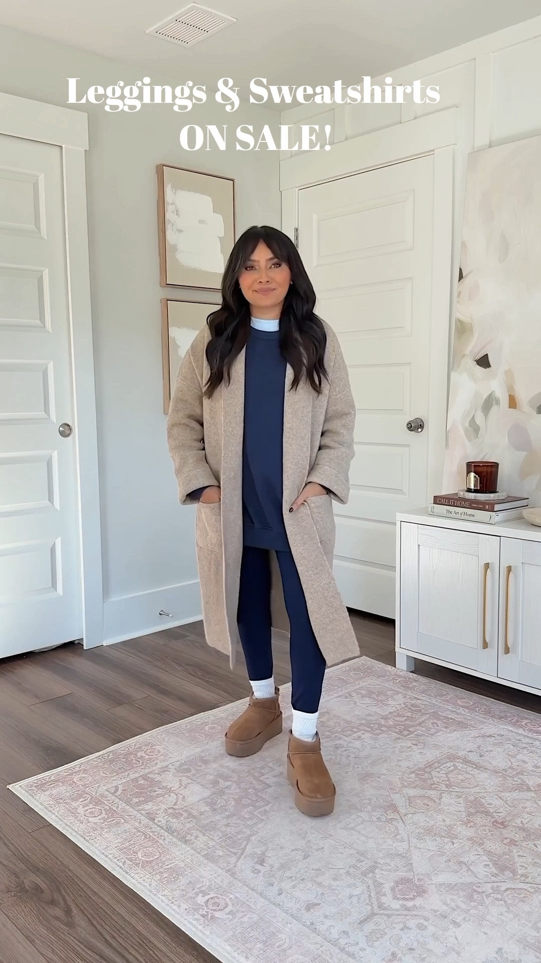 Cozy season is here! 
For reference: I’m 5’0, 32b bra size, and 2/26 in bottoms, pear shaped. 
*Everything I share is unaltered! TTS means true to size.

Deep brown fleece sherpa jacket size small TTS
Tan sweater - old,
Dark brown deep earth leggings size medium regular length - I like the longer length to tuck into boots and socks and I size up a size for a more comfortable waistband
Earth Strata / Off White / Gum sneakers size 6 TTS

Burgundy red wine wool trench coat size xs petite TTS
Gray heather sweatshirt size xs TTS
White tee size xs petite TTS
Deep cherry burgundy size medium regular length - I like the longer length to tuck into boots and socks and I size up a size for a more comfortable waistband
Ice/mulberry sneakers size 6.5 TTS

Khaki tan cardigan coatigan size small TTS
Eyelet blue tee size xs TTS
Navy sweatshirt size xs TTS
Royal navy leggings size medium regular length - I like the longer length to tuck into boots and socks and I size up a size for a more comfortable waistband

Camel wool trench coat size xs petite TTS
White tee size xs petite TTS
Military green sweatshirt size xs TTS
Military green leggings size medium regular length - I like the longer length to tuck into boots and socks and I size up a size for a more comfortable waistband
Earth Strata / Off White / Gum sneakers size 6 TTS
Chestnut platform Uggs size 5 TTS

Brown dark coffee coat size xs petite TTS
Black sweater - old
Burgundy sweater size xs petite TTS
Black leggings size small regular - I like the longer length to tuck into boots and socks
Maroon / Cream White / Gold Metallic sneakers size 6 TTS

petite fall outfits
petite cozy outfits
fall outfits with leggings
petite capsule wardrobe
cozy fall style
petite outfit ideas
casual fall outfits
petite fall fashion
everyday fall outfits
petite casual style
fall capsule wardrobe petite
comfy fall outfit ideas
leggings fall outfit
petite fashion finds
fall outfit inspo petite
petite friendly pieces

Comment SHOP below to receive a DM with the link to this post on my LTK ⬇ https://liketk.it/5AEDz #ltksalealert #ltkholiday #ltkpetite

#LTKPetite #LTKSaleAlert #LTKCyberWeek