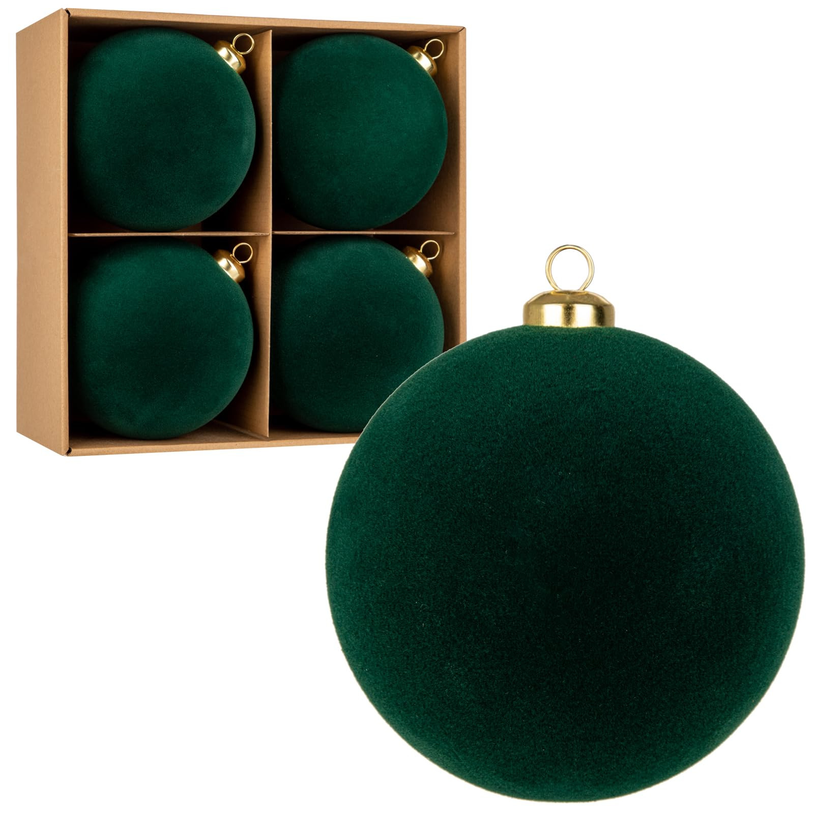Hollyone 12CM Velvet Christmas Baubles, 4PCS Large Balls for Christmas Tree Decorations, Blackish... | Amazon (UK)