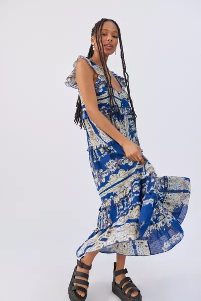 UO Magnolia Ruffle Maxi Dress | Urban Outfitters (US and RoW)