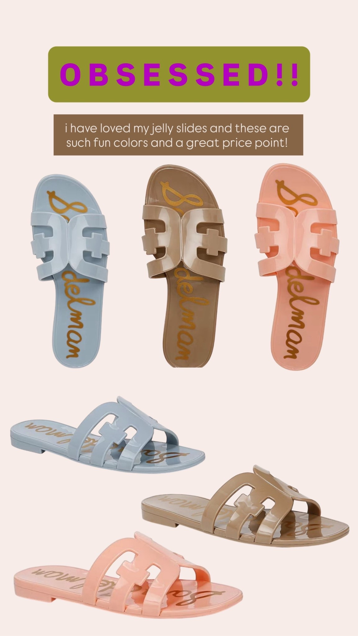 jelly slides - great price point!! 

#LTKShoeCrush #LTKSwim #LTKStyleTip