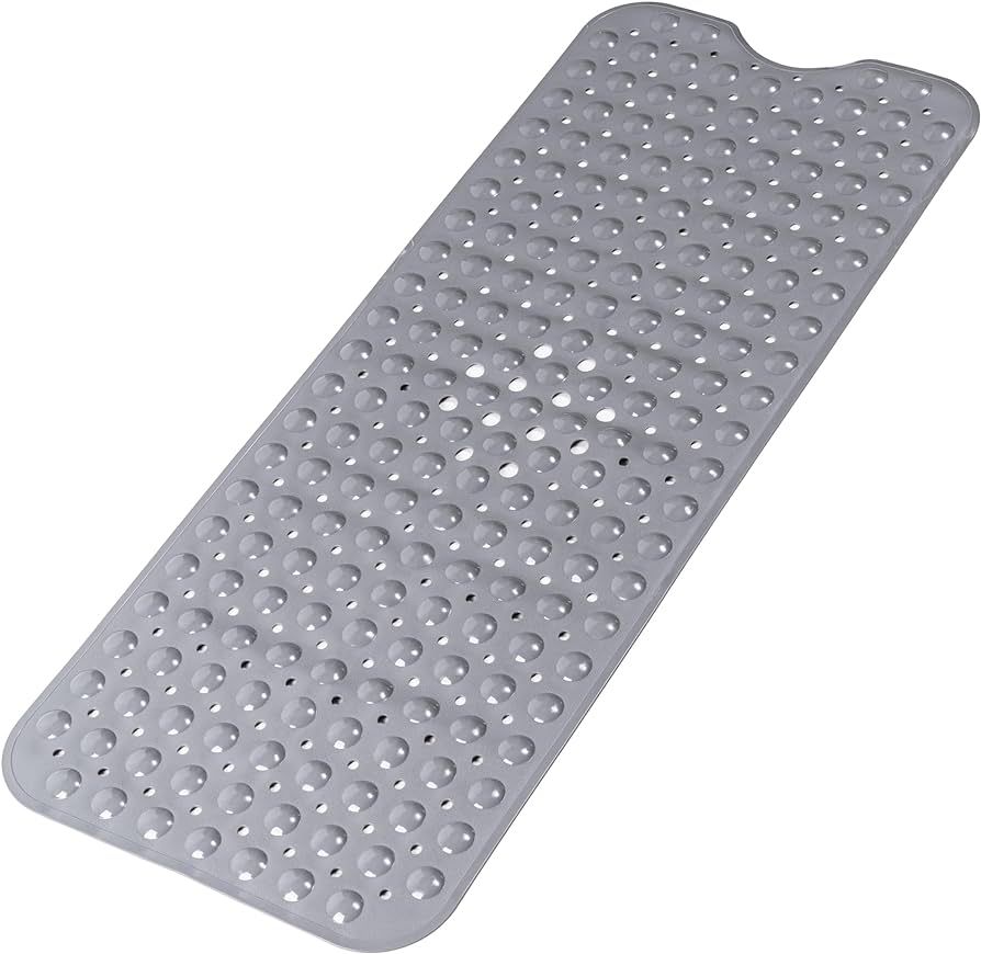 Large Non Slip Bathtub Mat, Extra Long Bath Mat for Tub, 40 x 16 Inch, Machine Washable Shower Mats with Suction Cups and Drain Holes, Bath Tub Mats for Bathroom Non Slip, Grey | Amazon (US)