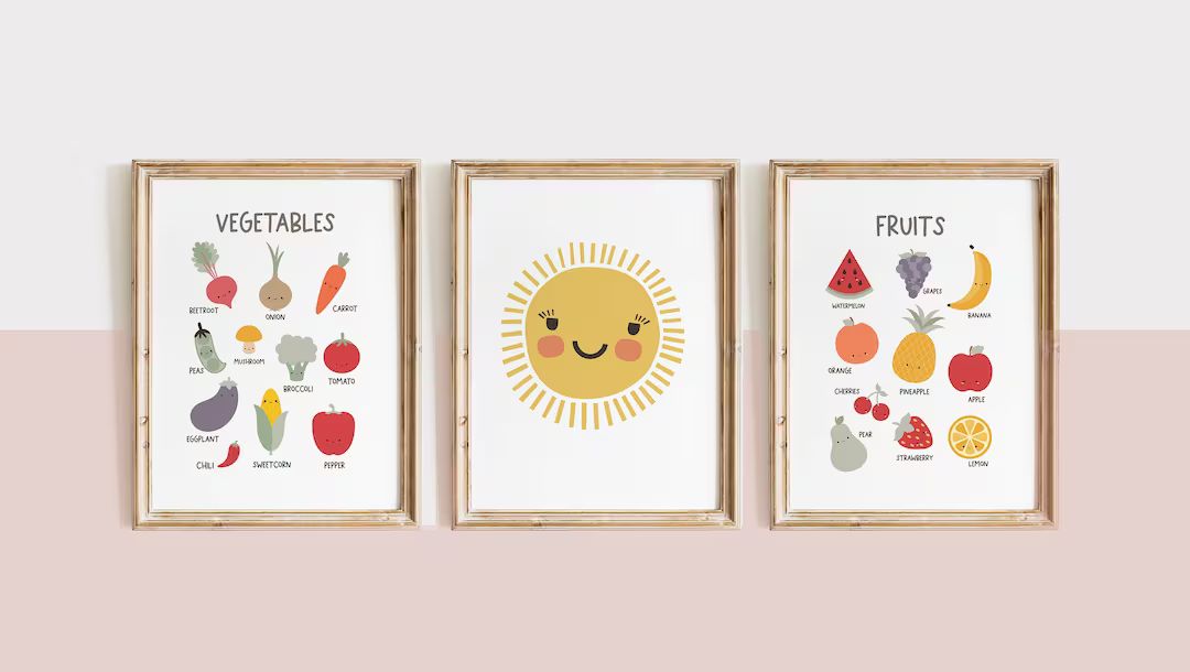 Fruits  Vegetables print, girls wall art, learning prints, Printable playroom art, Playroom decor... | Etsy (US)