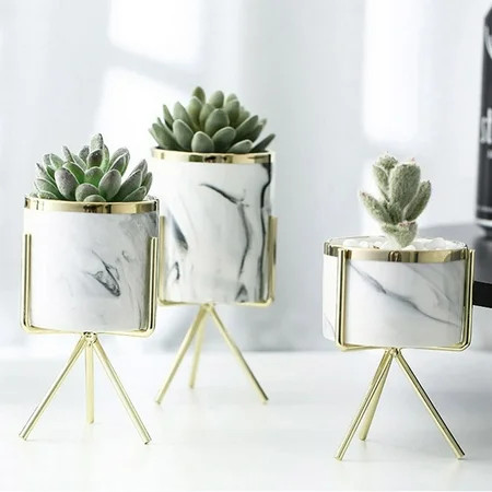 SPRING PARK Geometric Planter, Wall and Desk Decor Ceramic Containers and Vases-for Succulents, Air, | Walmart (US)