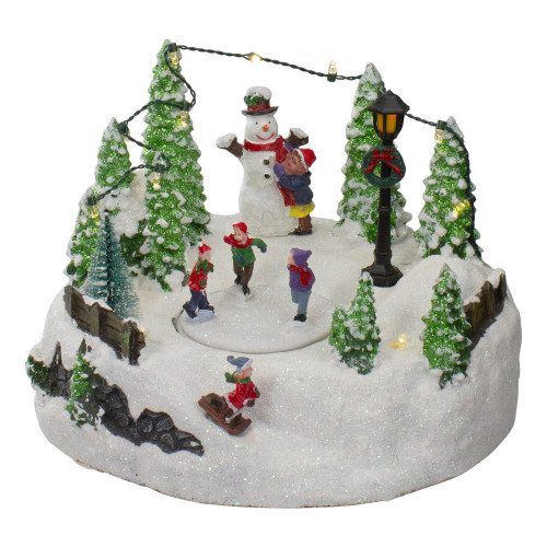 9" Animated and Musical Lighted Christmas Skating Scene with Snowman | Christmas Central