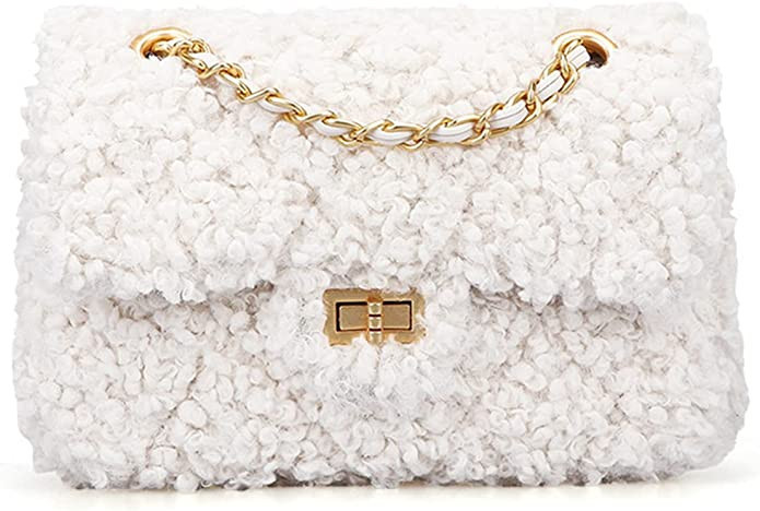 Women Plush Shoulder Bag Fashion Fluffy Crossbody Purse Soft Warm Shopping Dating Bag with Adjust... | Amazon (US)