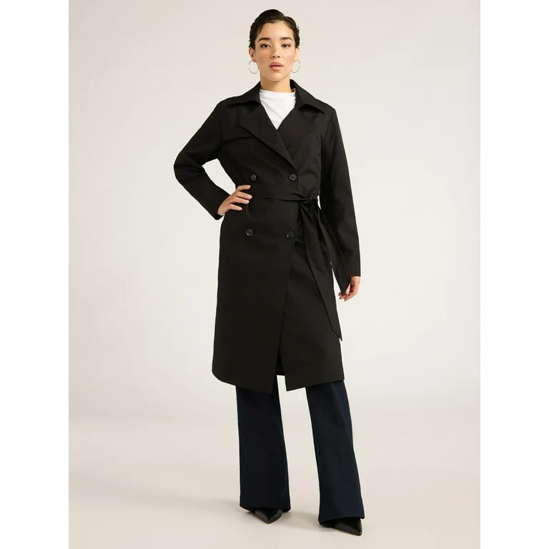 Sofia Jeans Women's and Women's Plus Size Double Breasted Trench Coat, Sizes XS-5X - Walmart.com | Walmart (US)