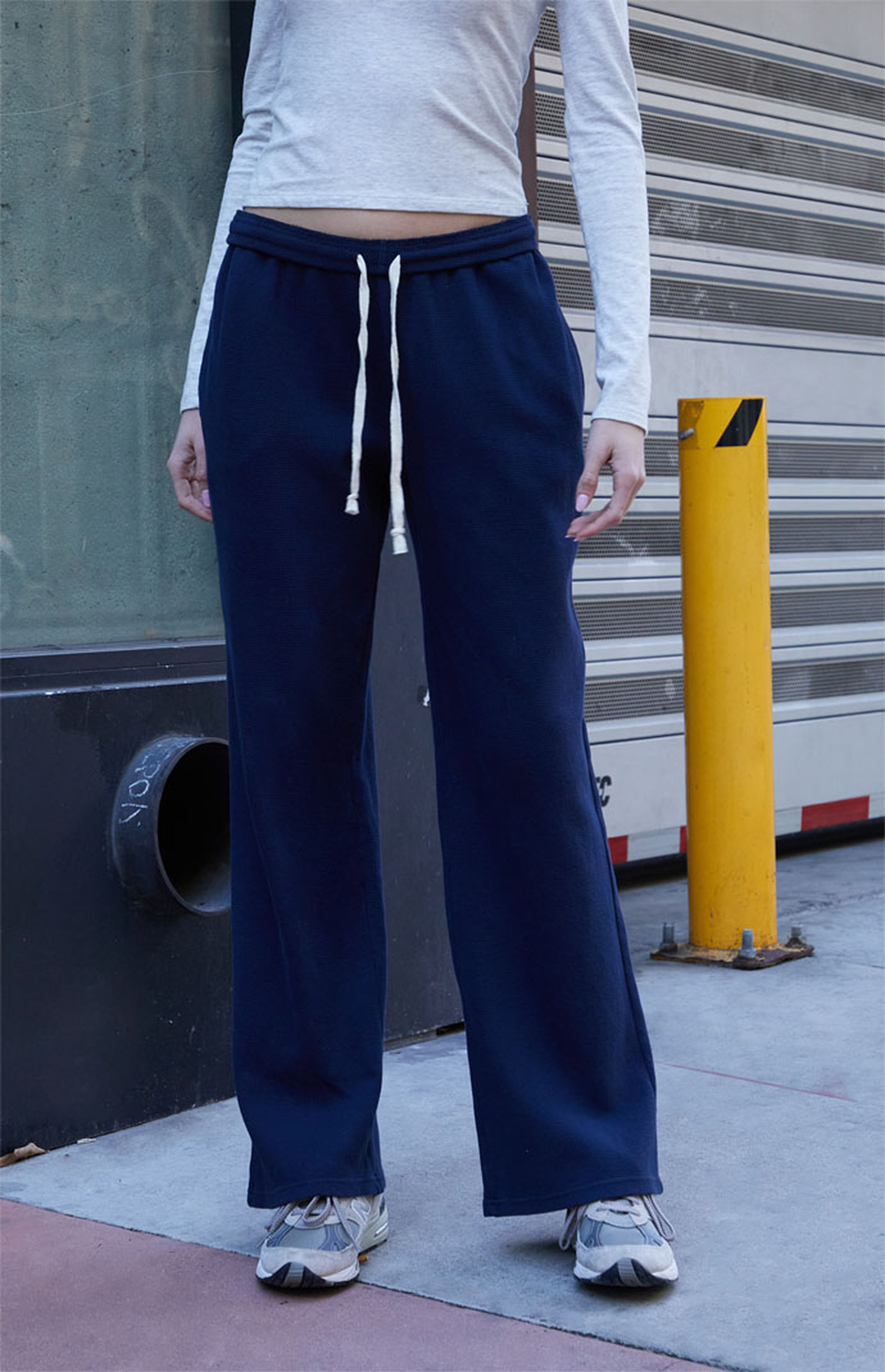 John Galt Navy Anastasia Waffle Knit Sweatpants | PacSun