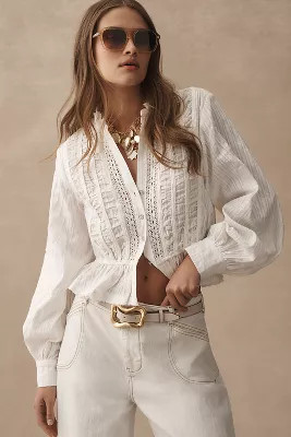 Pilcro Long-Sleeve Delicate Blouse | Anthropologie (US)
