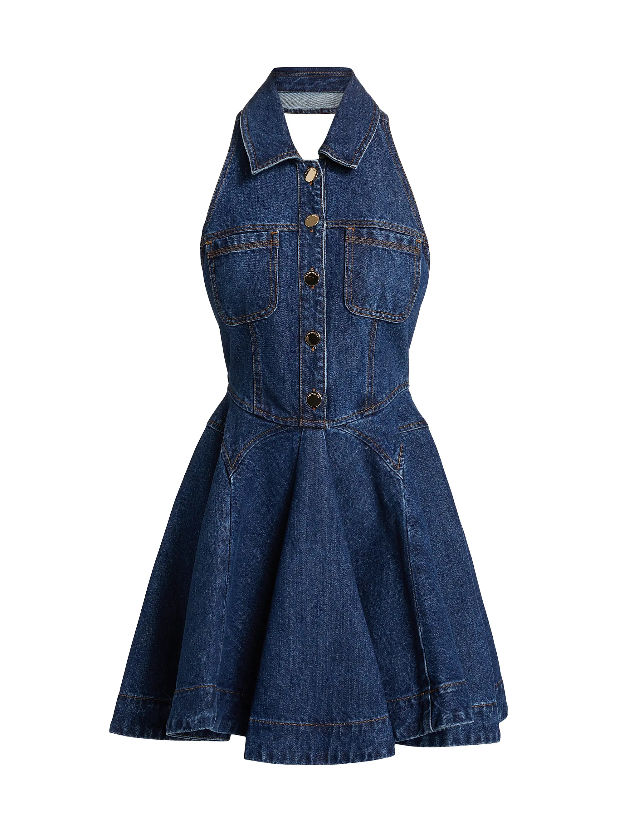 Halter Denim Fit & Flare Minidress | Saks Fifth Avenue