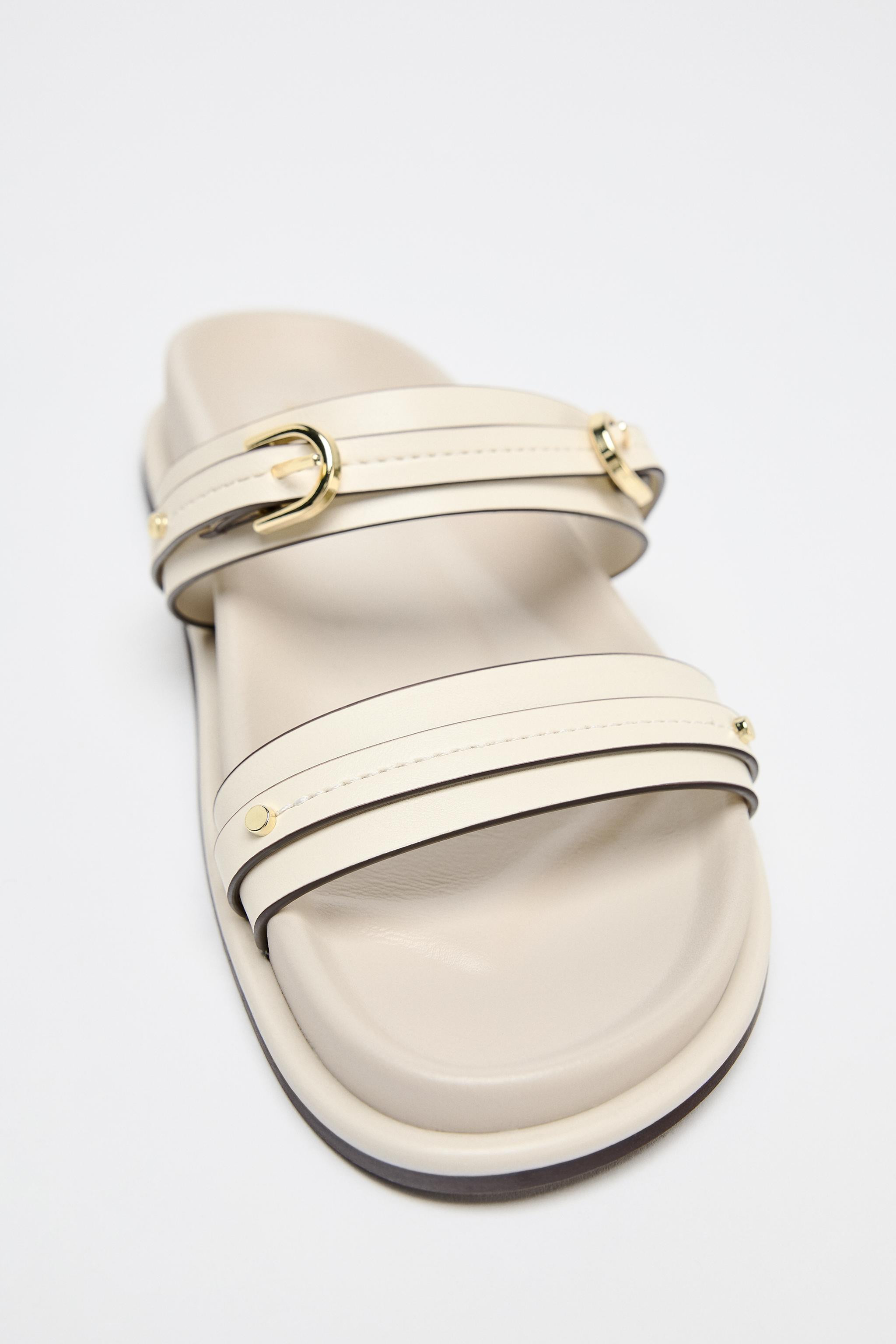 FLAT BUCKLED SANDALS | Zara US