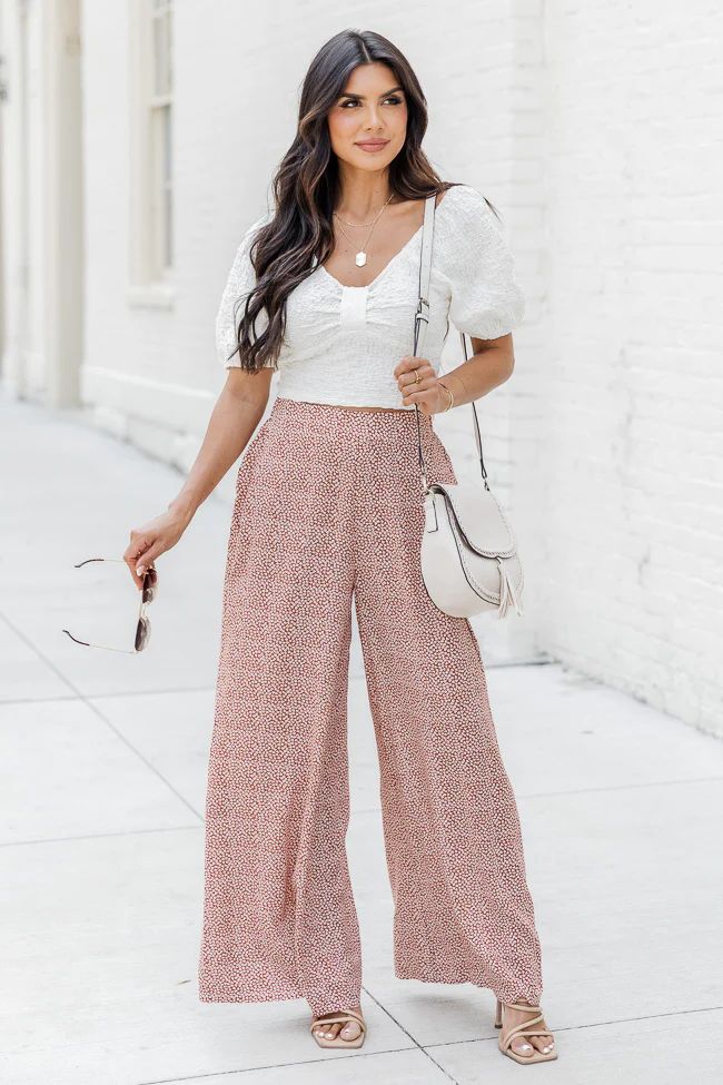 Finding Happiness Rust Printed Pants | Pink Lily