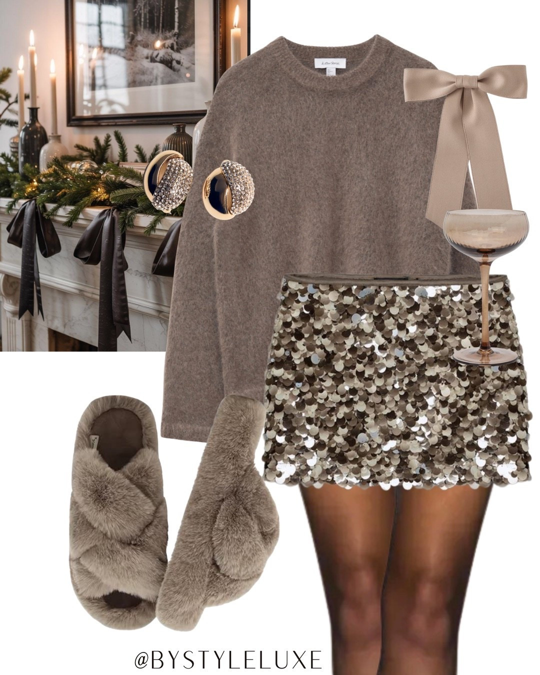 CHRISTMAS AT HOME - taupe toned Christmas day outfit with cosy slippers

#zara #sequinskirt #partywear

#LTKwinter #LTKfestive #LTKpartywear