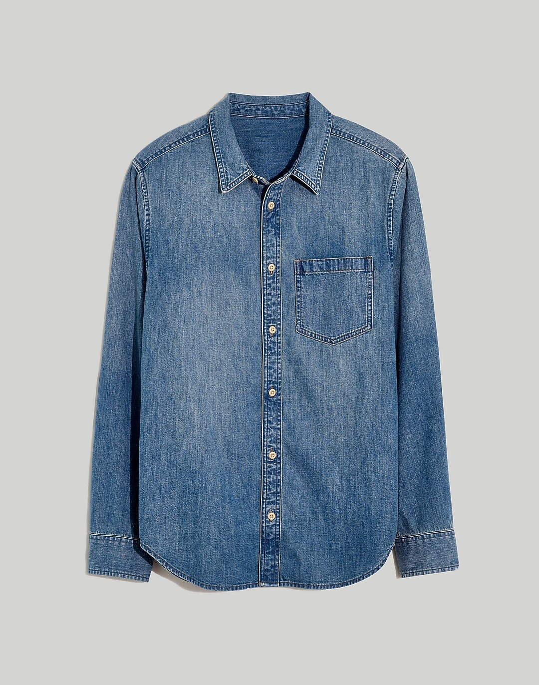 Denim Perfect Long-Sleeve Shirt in Tomkins Wash | Madewell
