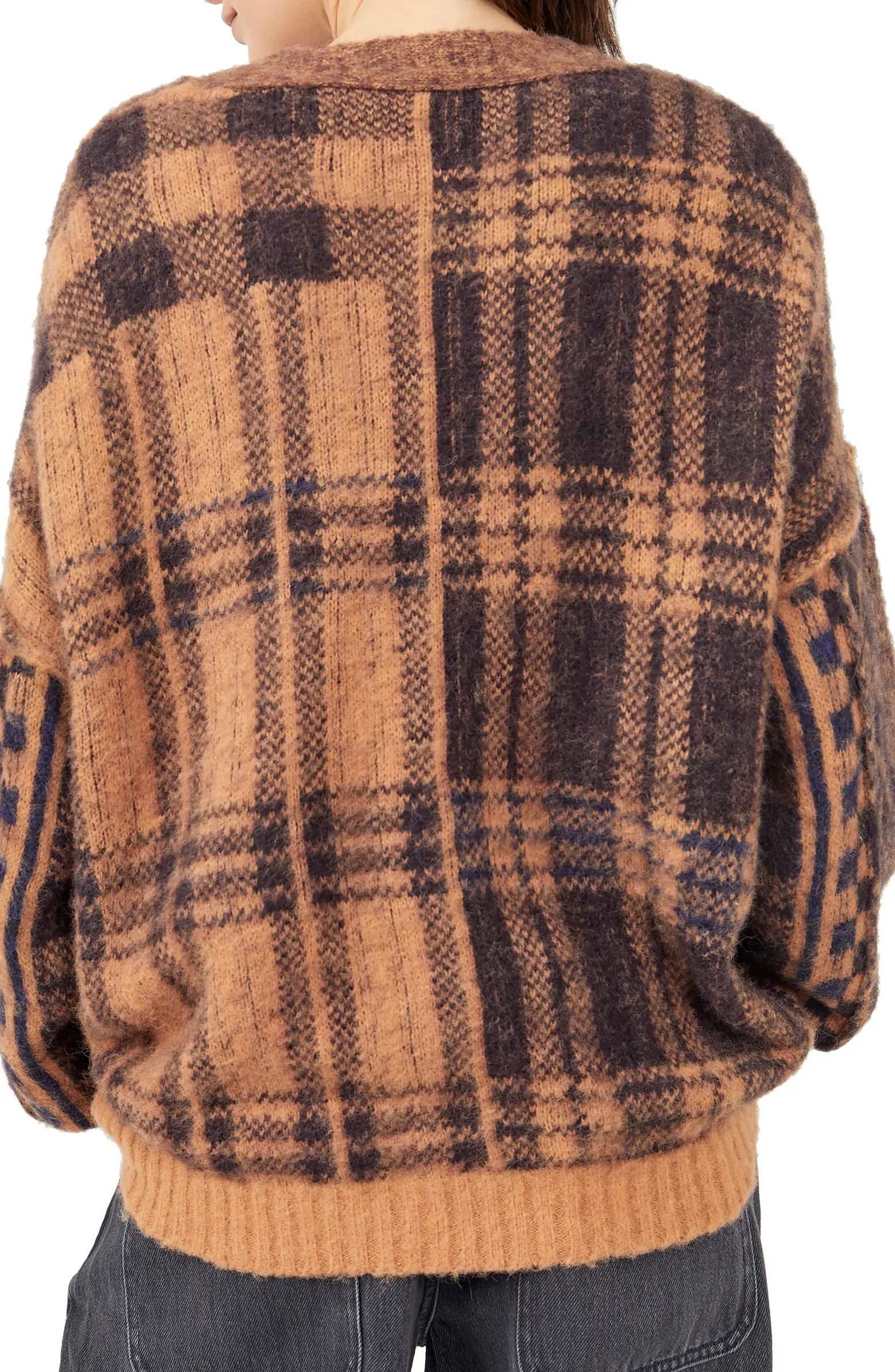 Sepia Plaid Jacquard Oversize Cardigan | Nordstrom