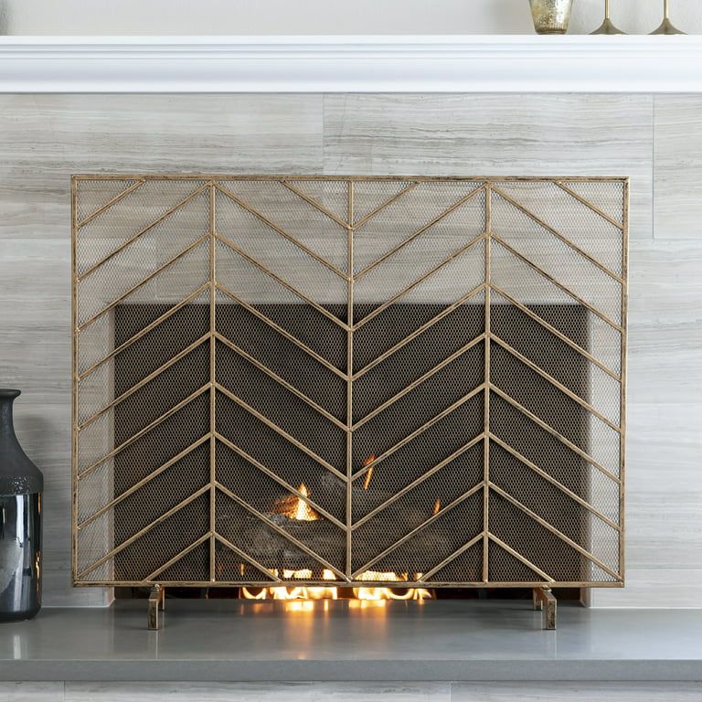 Best Choice Products 38 x 31 Inch Single Panel Handcrafted Iron Chevron Fireplace Screen with Dis... | Walmart (US)