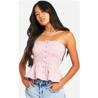 Womens Gingham Bandeau - Pink - 10 | boohoo (US & Canada)