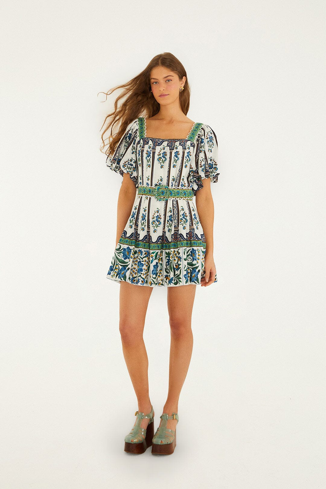 Off-White Manoela Belted Lenzing Ecovero Euroflax Mini Dress | FARM Rio | FarmRio (US)