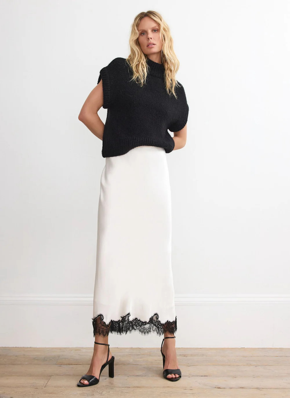 Cream Lace Satin Slip Skirt | Mint Velvet