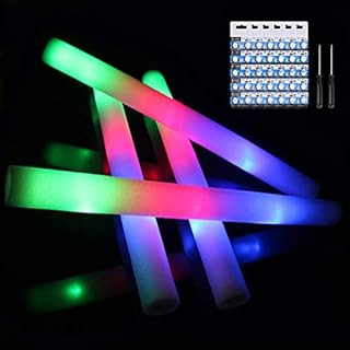 Glow Sticks Bulk, 52 Pcs LED Foam Sticks Light Up Batons Party Favors with 3 Modes Colorful Flash... | Amazon (US)