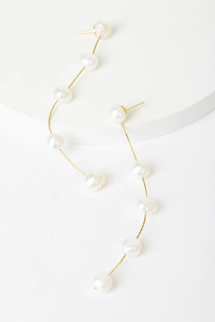 Camilla 14KT Gold Pearl Drop Earrings | Lulus