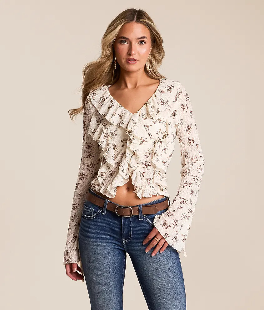 Floral Ruffle Cropped Top | Buckle