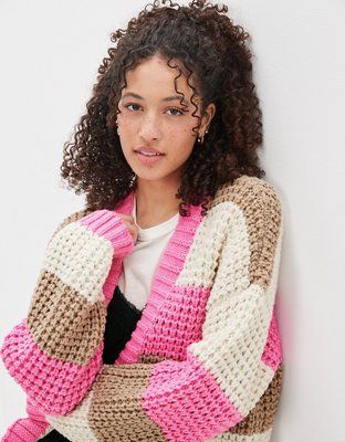 AE Chunky Striped Cardigan | American Eagle Outfitters (US & CA)