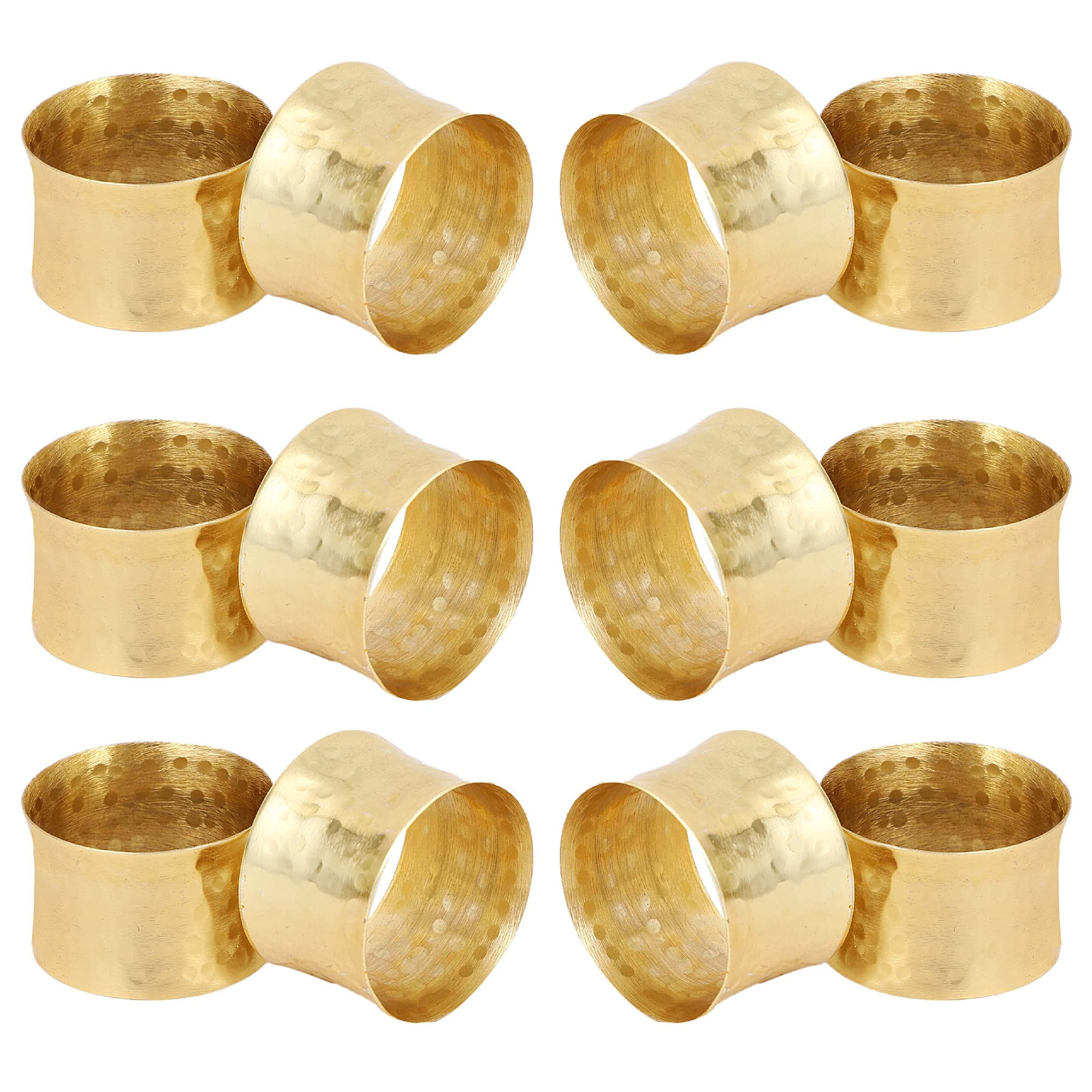 Handmade Round Hammered Golden Napkin Rings Holder for Dinning Table Parties Everyday, Set of 12 | Amazon (US)