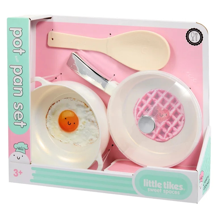 Little Tikes Sweet Spaces Pots & Pans Set, Play Kitchen Cookware, White, Ages 3+ | Walmart (US)