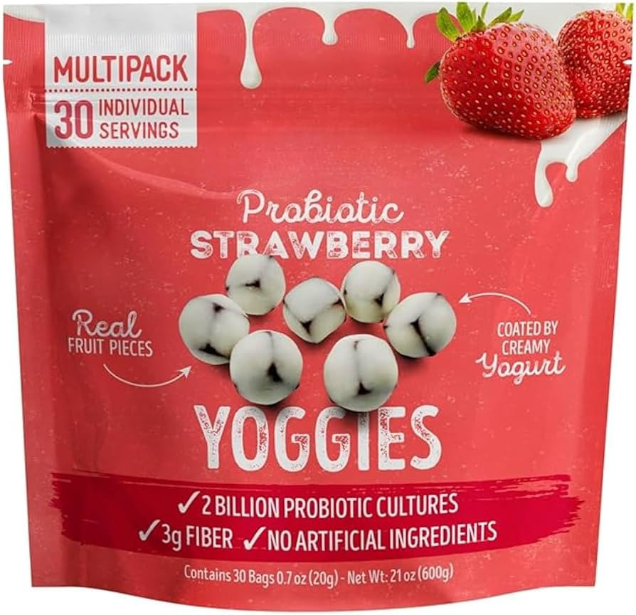 Probiotic Strawberry Yoggies, Strawberry Yoggie Bites Yogurt Covered Snack, High Fiber, Delicious... | Amazon (US)