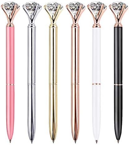 ZZTX 6 PCS Big Crystal Diamond Ballpoint Pen Bling Metal Ballpoint Pen Office Supplies Gift Pens For | Amazon (US)