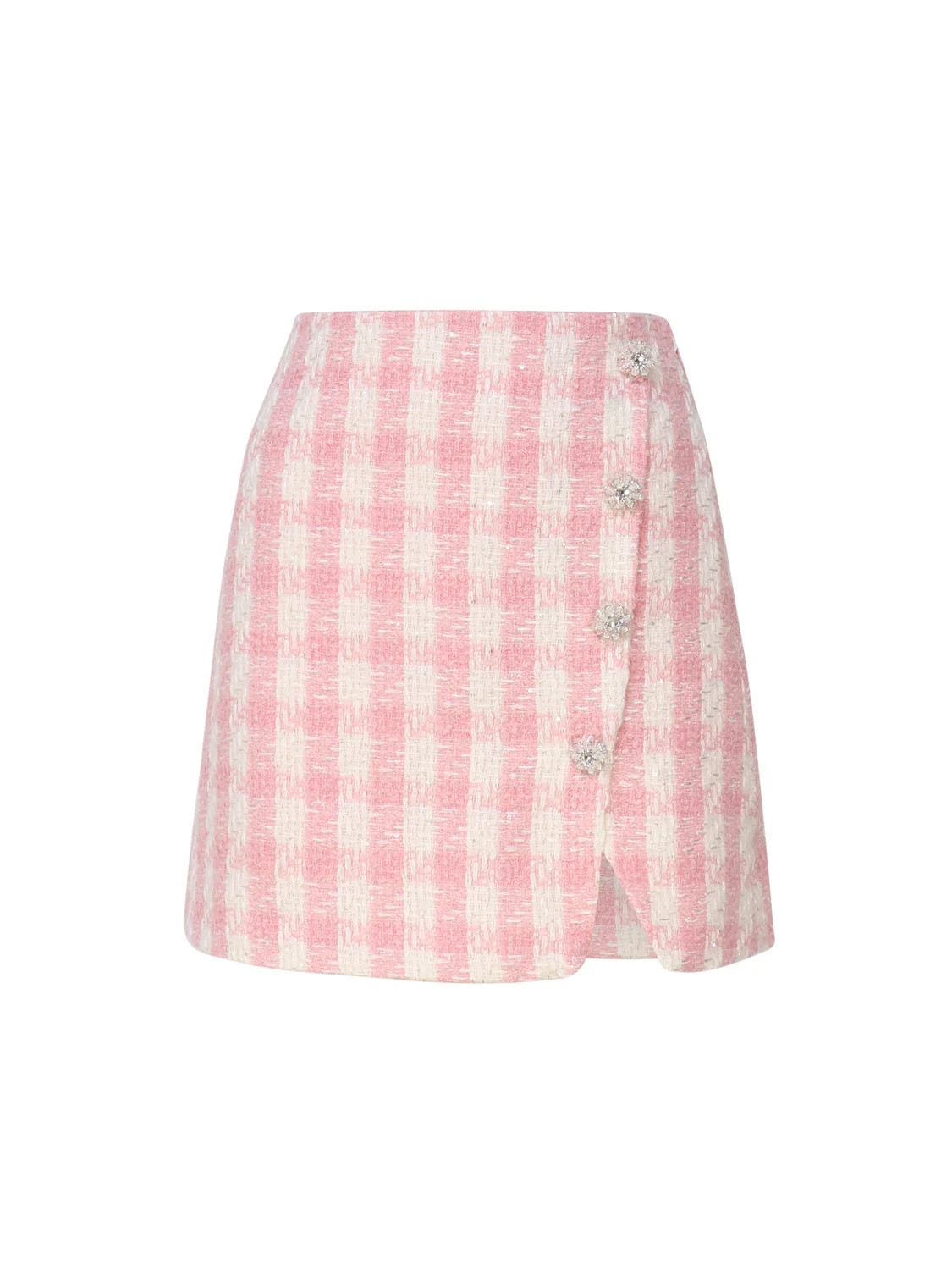 Self-Portrait Checked Boucle Mini Skirt | Cettire Global