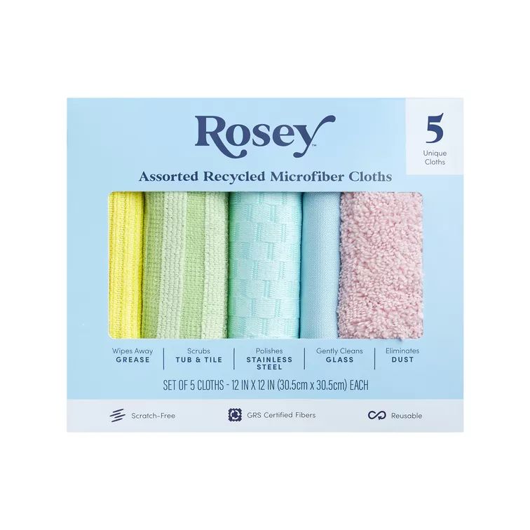 Rosey by Thrive Market, Assorted Recycled Microfiber Cloths | Thrive Market