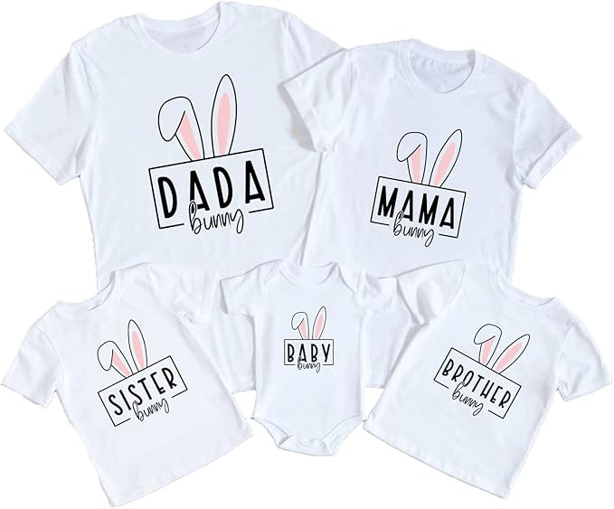 Easter Bunny Shirt, Mama Daddy Bunny Matching Family T-Shirt, Personalized Easter Toddler Baby Bo... | Amazon (US)