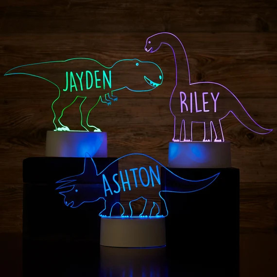 Dinosaur Personalized LED Sign, Gifts for Kids, Kid Home Decor, Night Light for Kids | Etsy (US)