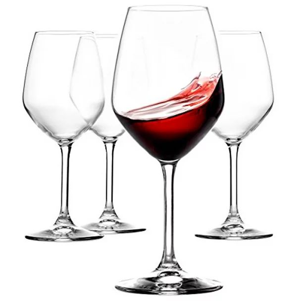 Italian Red Wine Glasses - 18 Ounce - Lead Free - Wine Glass Set of 4, Clear | Walmart (US)