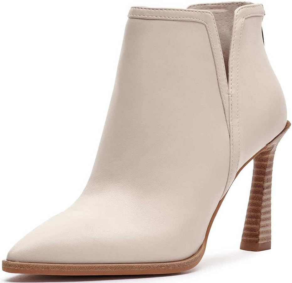 Vince Camuto Pentila Truffle Taupe Leather Pointed Toe Zipper Closure Booties | Amazon (US)